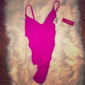 Xhilaration hot pink 1 piece w cutouts swimsuit S